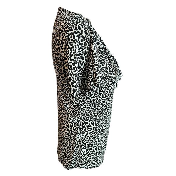 WHITE HOUSE BLACK MARKET Top Womens M Leopard Print Ruffle Knit Animal Boho - Picture 4 of 8
